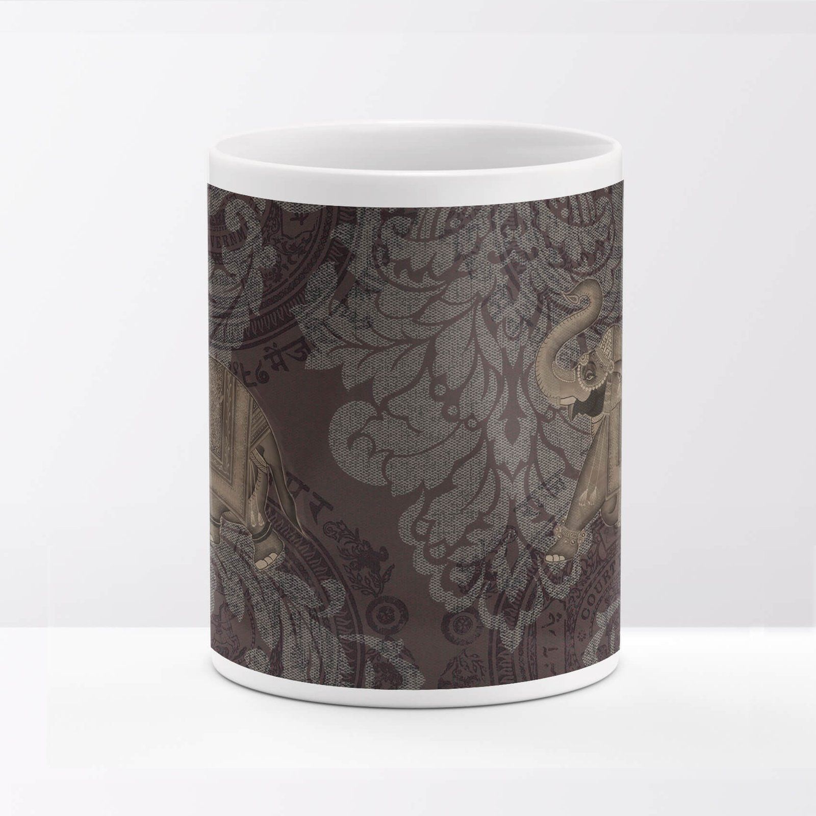 Jaipuri Elephant Brown Coffee Mug image 4