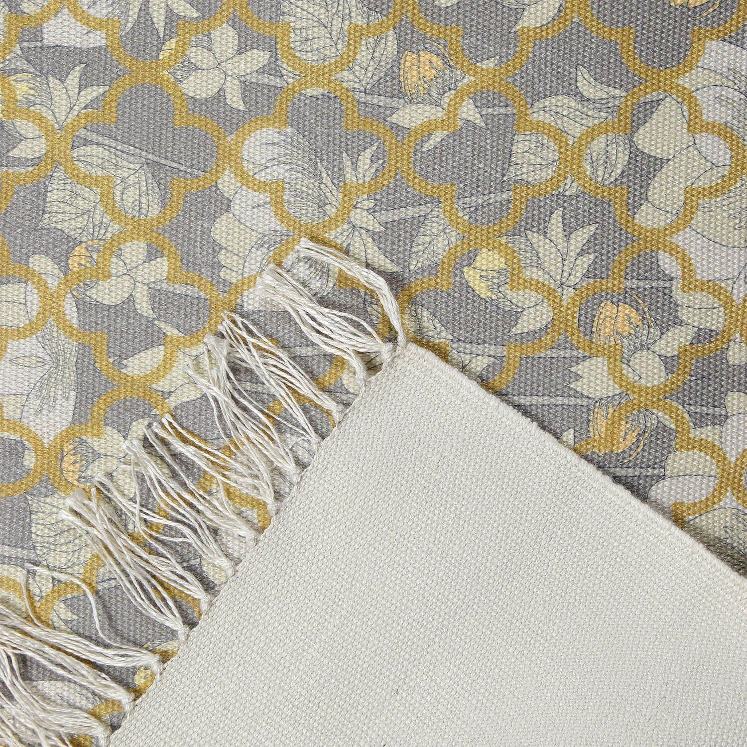 White Lotus Flower Polyester Outdoor Rug image 4