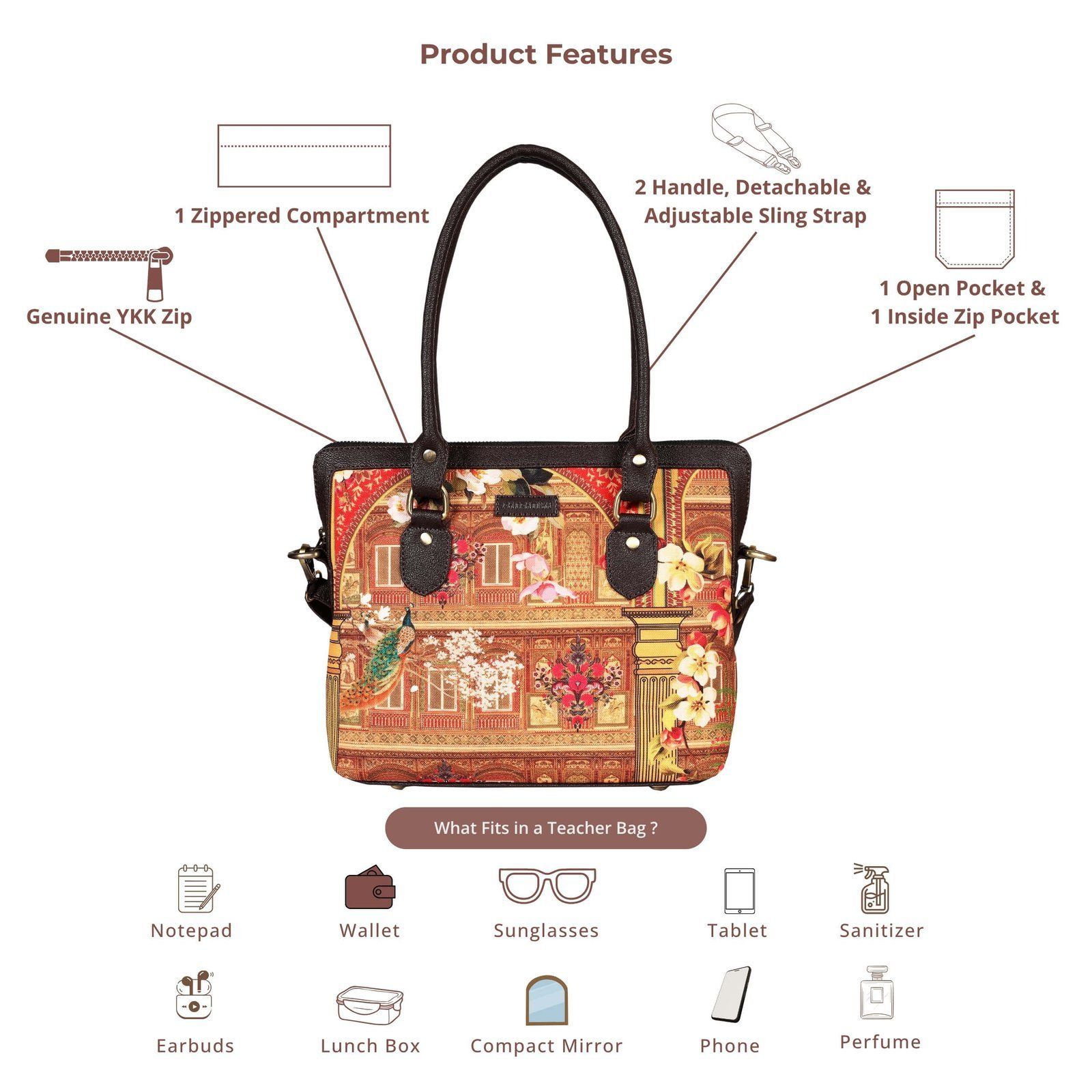 Shekhawati Haveli Motif Rustic Teacher Bag image 5