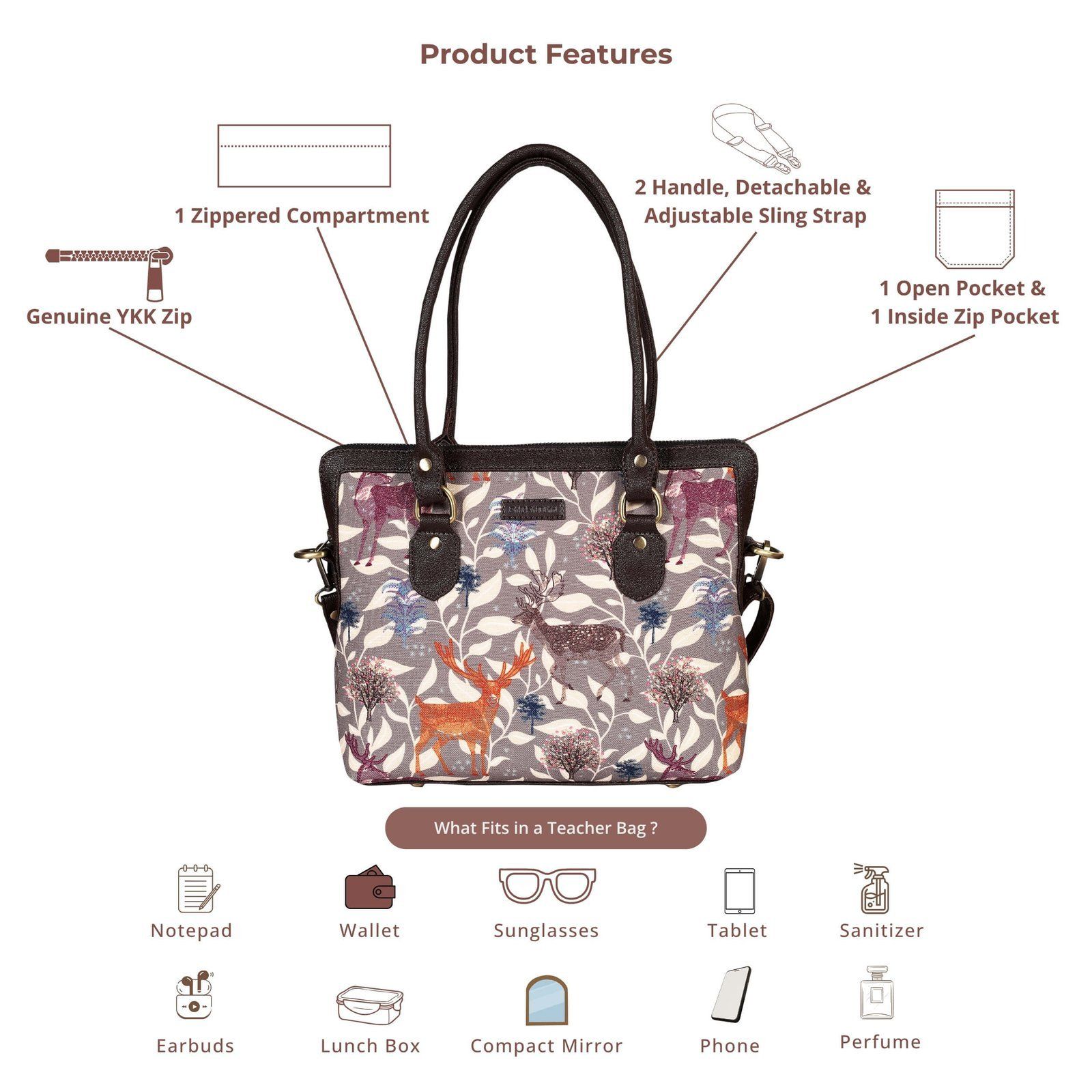 Forest Animal Print Teacher Bag image 5