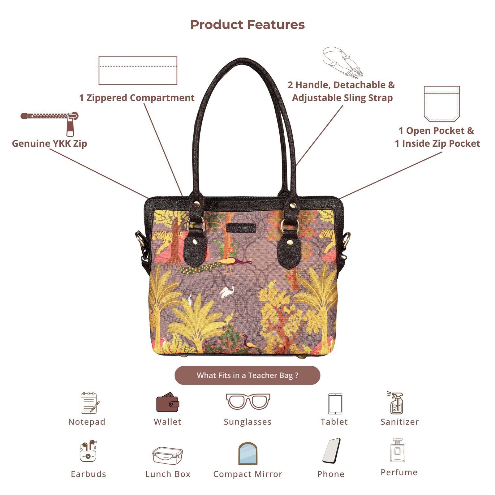Tropical Garden Print Teacher Bag image 5