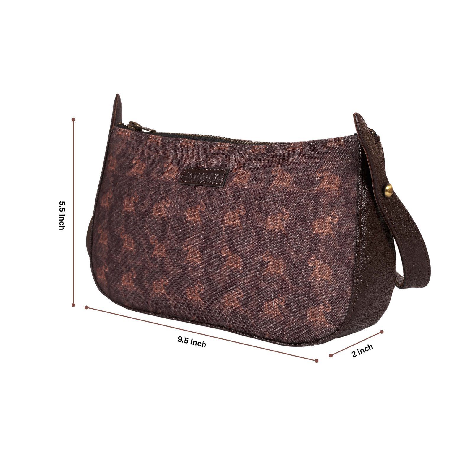 Textured With Elephant Pattern Baguette Bag image 5