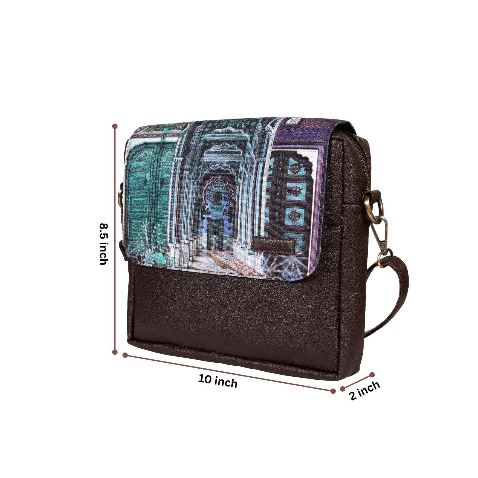 Teal Heritage Architecture Print Sling Bag image 5