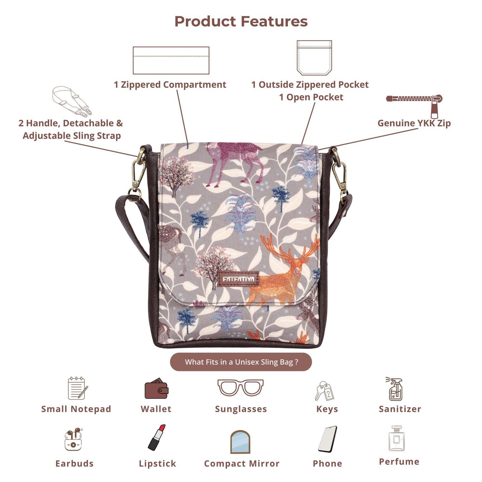 Forest-inspired Print Unisex Sling Bag image 5