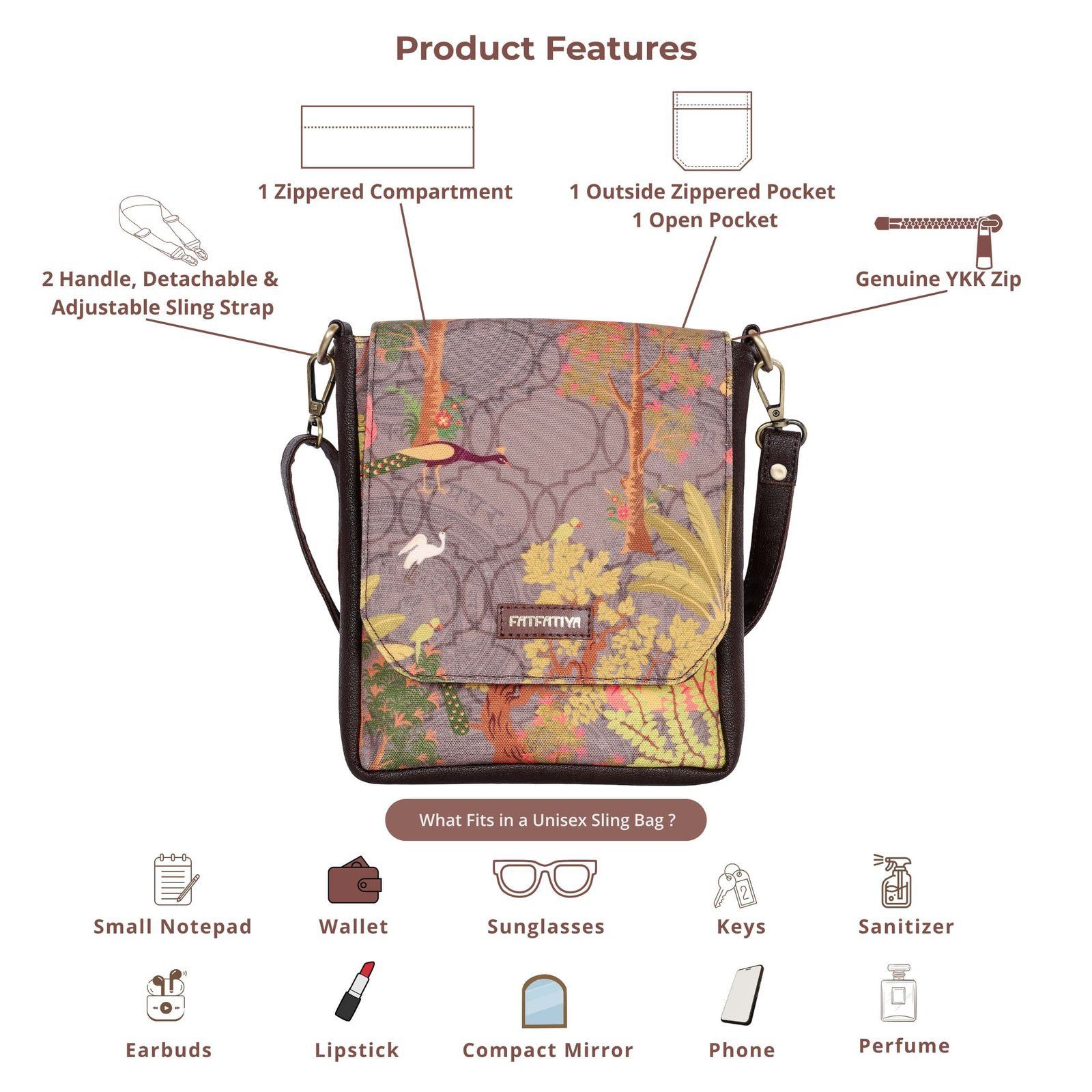 Jungle-inspired Print Unisex Sling Bag image 5