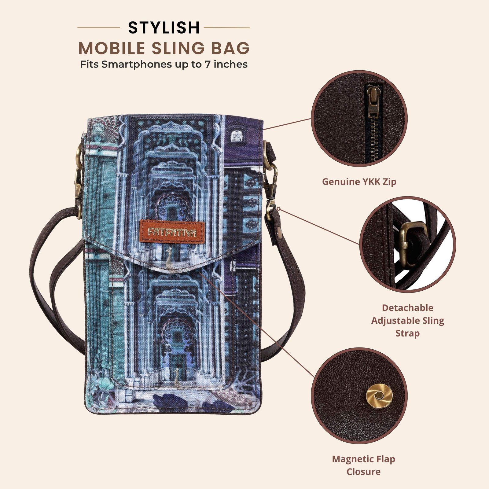 Architectural Print Mobile Sling Bag For Women image 5