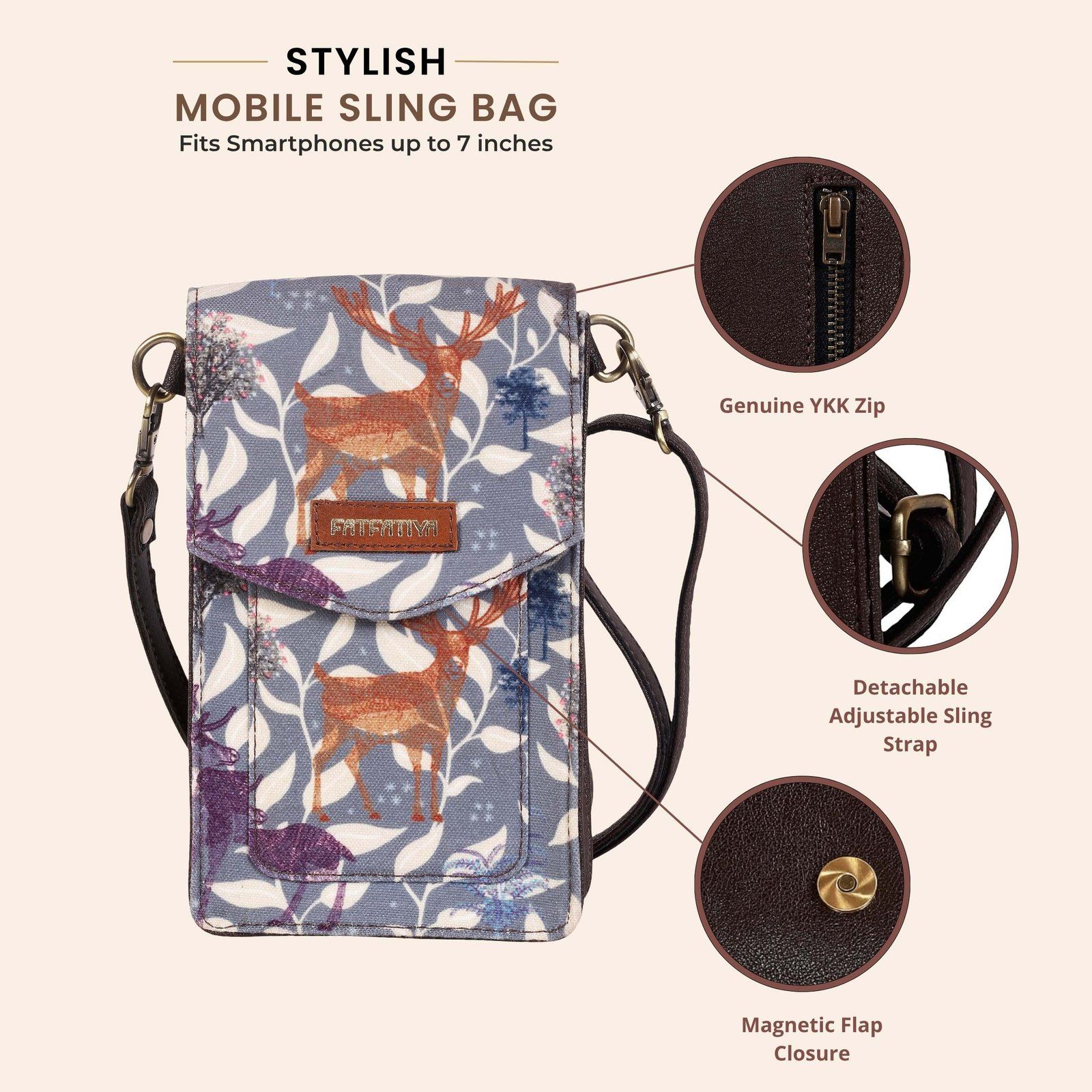 Deer Print Crossbody Bag Small Phone Pouch image 5