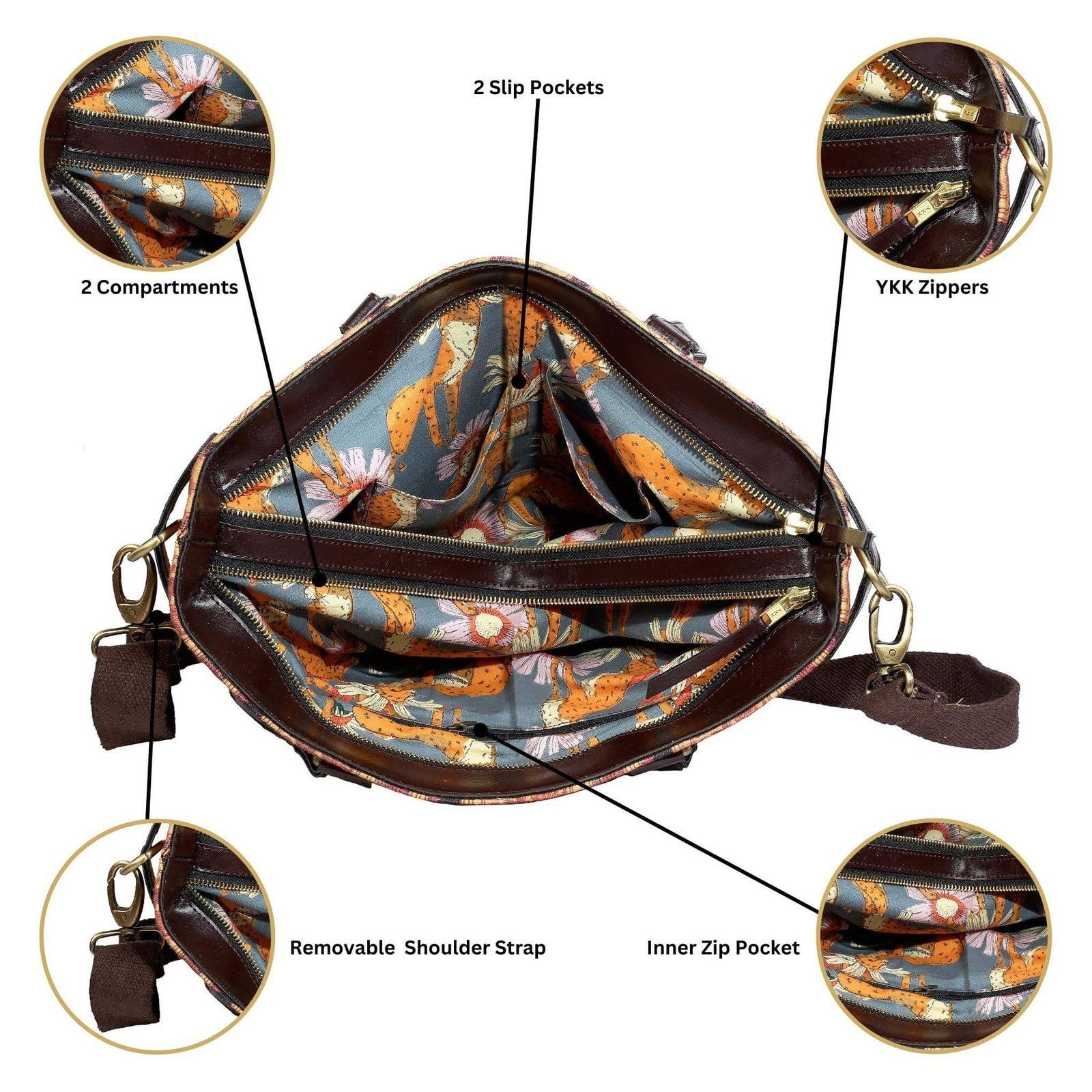 Flowers Design Tote Bag With Laptop Compartment image 6