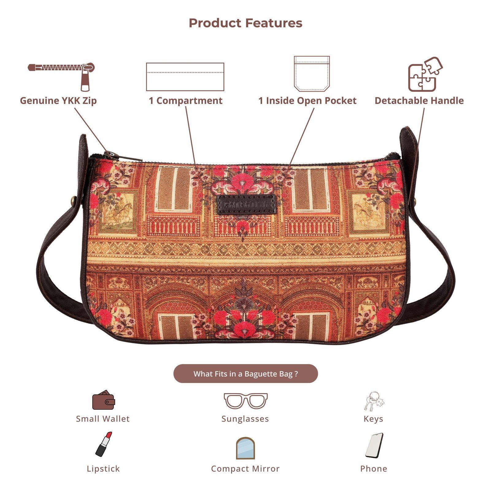 Ethnic Haveli Design Baguette Bag For Women image 6