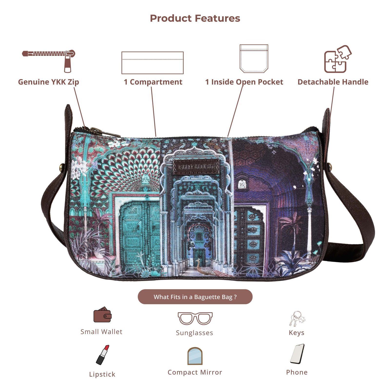 Royal Rajasthani Doors Cute Baguette Bag image 6