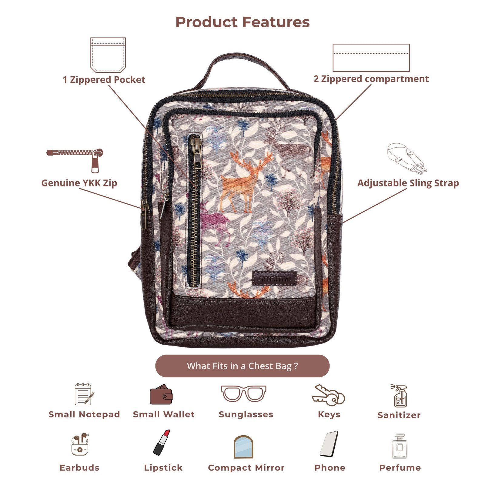 Nature-inspired Print Chest Bag image 6