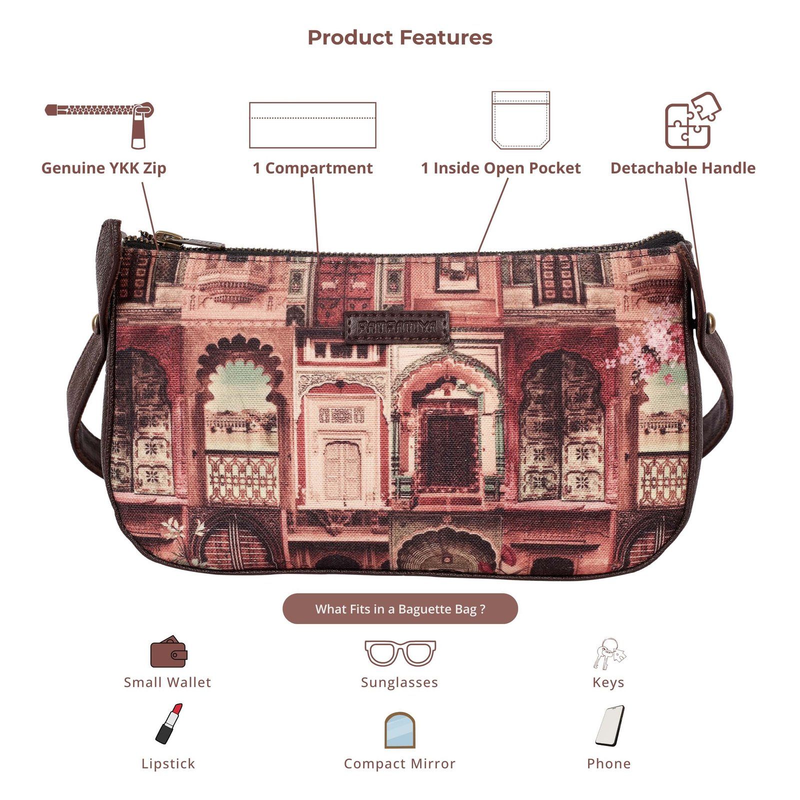 Shekhawati Haveli Design Baguette Bag image 6
