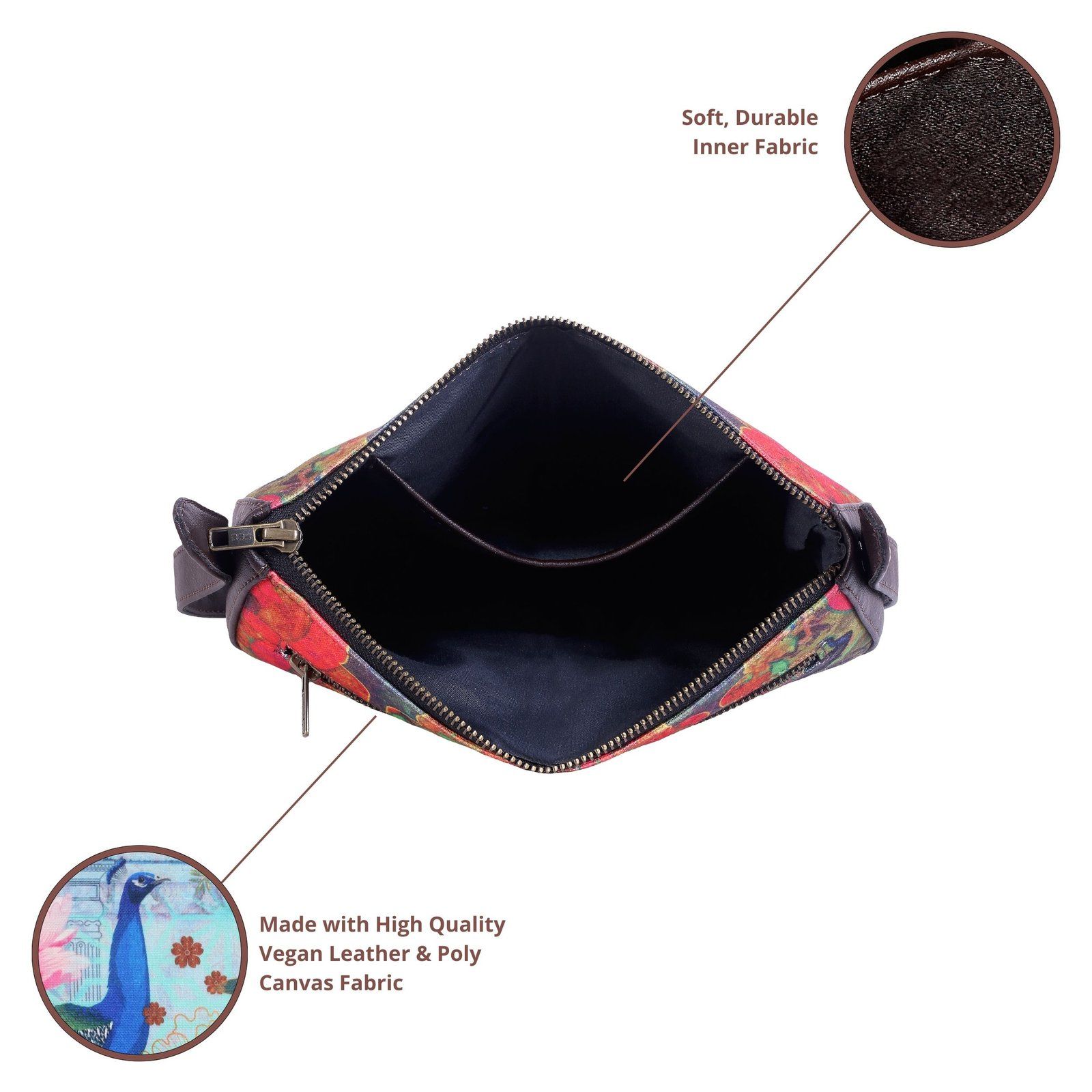Peacock Floral Baguette Bag For Women image 6