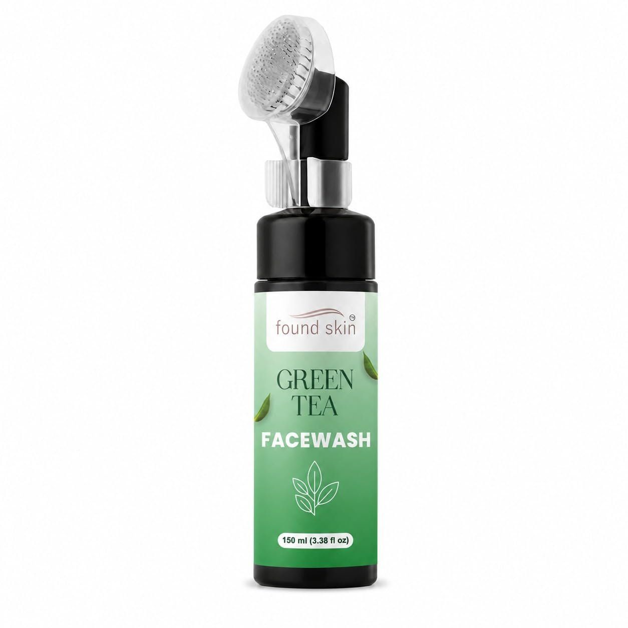 Found Skin Green Tea Face Wash With Built-in Silicone Brush | Deep Cleansing Oil Control Face Cleanser For Acne, Blackheads & Pimples | 150ML