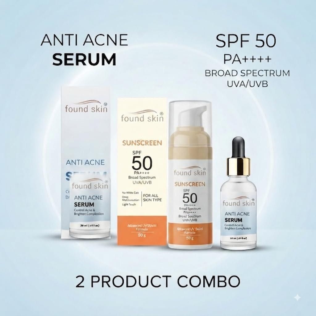 Found Skin Anti-acne Serum 30ML + Sunscreen Spf 50 (50G) Combo | Acne Care & Daily Sun Protection | Broad Spectrum Uva/uvb image 2