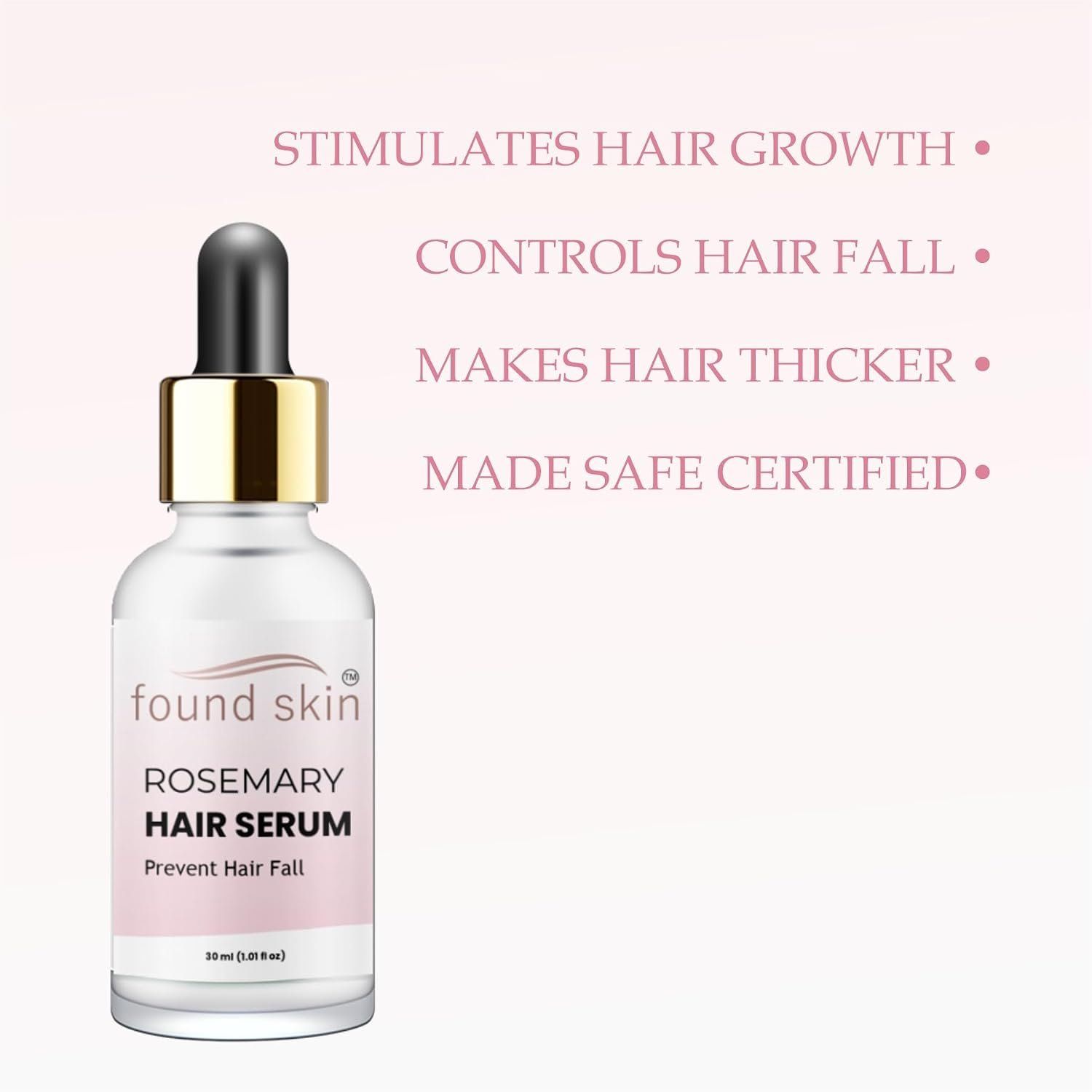 Found Skin Rosemary Hair Serum | Hair Fall Control & Scalp Treatment | Enriched With Biotin &AMP; Essential Oils | Promotes Hair Growth &AMP; Strength | 30ML image 2