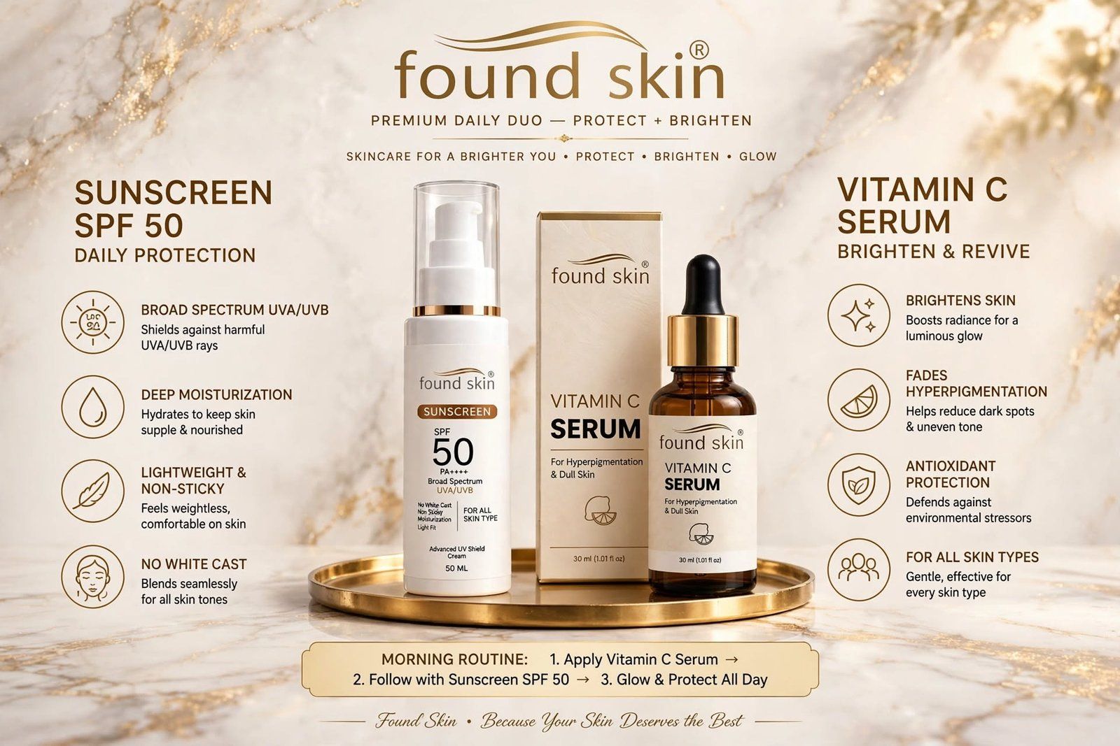 Found Skin Vitamin C Serum + Spf 50 Pa++++ Sunscreen Combo image 2
