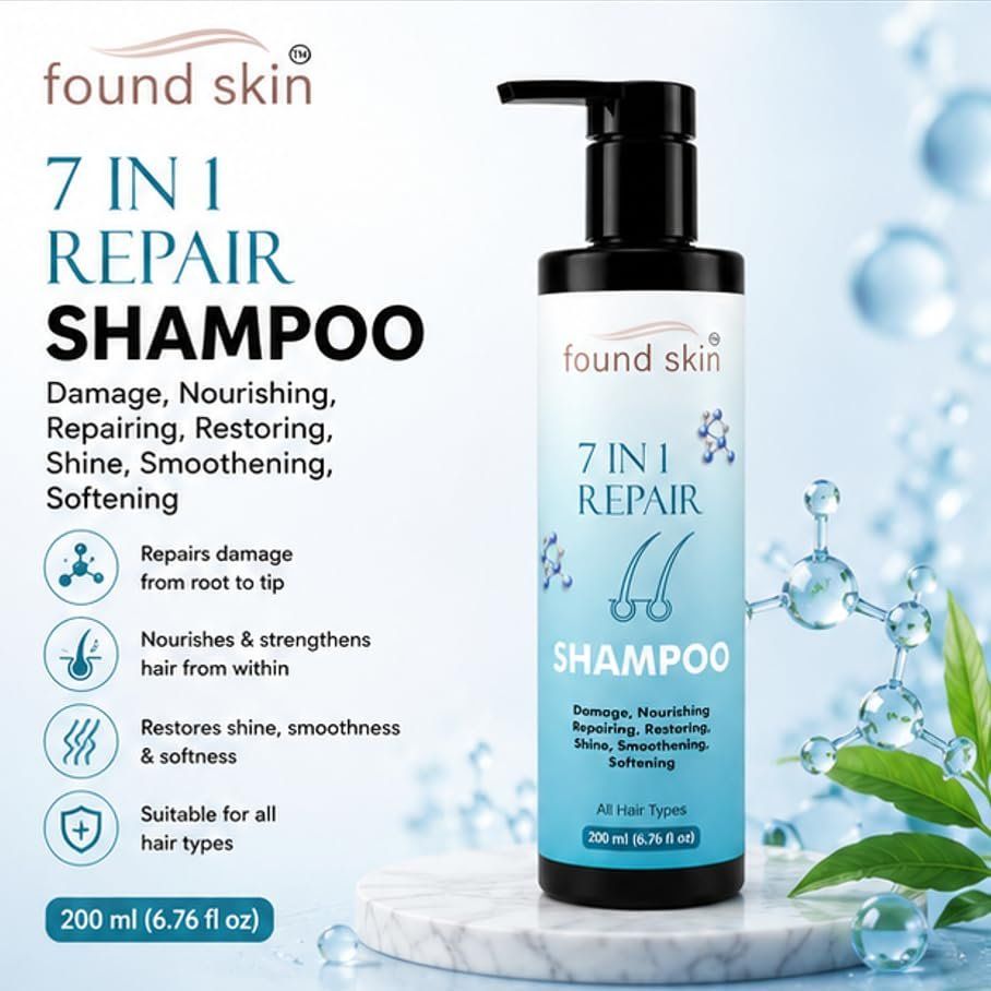 Found Skin 7 In 1 Repair Shampoo For Dry, Damaged & Dull Strands | Nourishing Daily Cleanser For Smooth & Healthy-looking Hair 200ML image 2