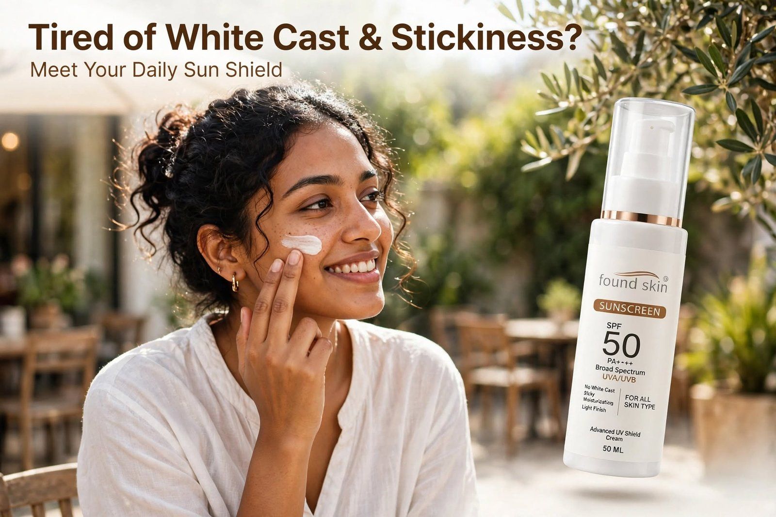 Found Skin Sunscreen Spf 50 Pa++++ Broad Spectrum, No White Cast, Deep Moisturisation, Matte Finish, For All Skin Types (50 Gm) image 2