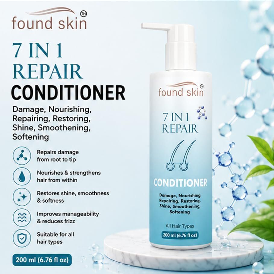 Found Skin 7 In 1 Repair Nourishing Conditioner For Smooth & Manageable Strands | Daily Use Restoring Care For Dry & Rough Texture | All Types 200ML image 2