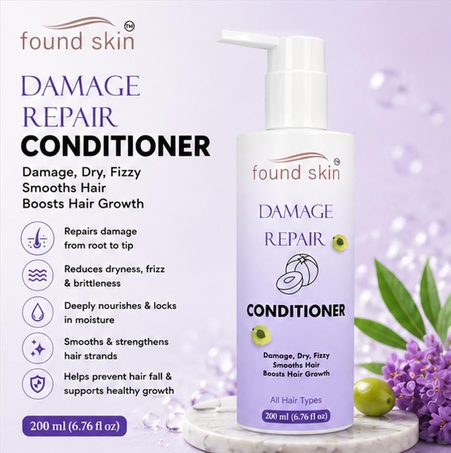 Found Skin Damage Repair Formula Nourishing Daily Conditioner For Dry, Frizzy & Weak Strands For Smooth & Manageable Hair 200ML image 2