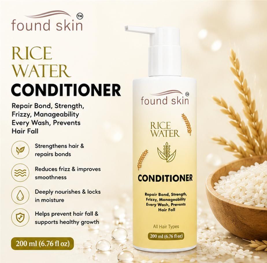 Found Skin Rice Water Formula For Dry, Frizzy & Weak Strands | Nourishing Daily Conditioner For Smooth & Manageable Hair 200ML image 2