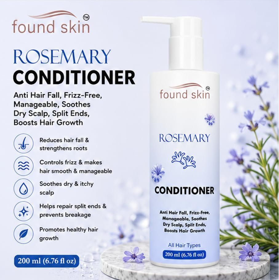 Found Skin Rosemary Nourishing Conditioner For Dry Scalp & Frizz Control | Smooth & Manageable Daily Use For All Hair Types 200ML image 2