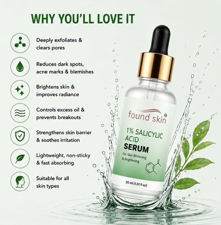 Found Skin 1% Salicylic Acid Face Serum 30ML image 3
