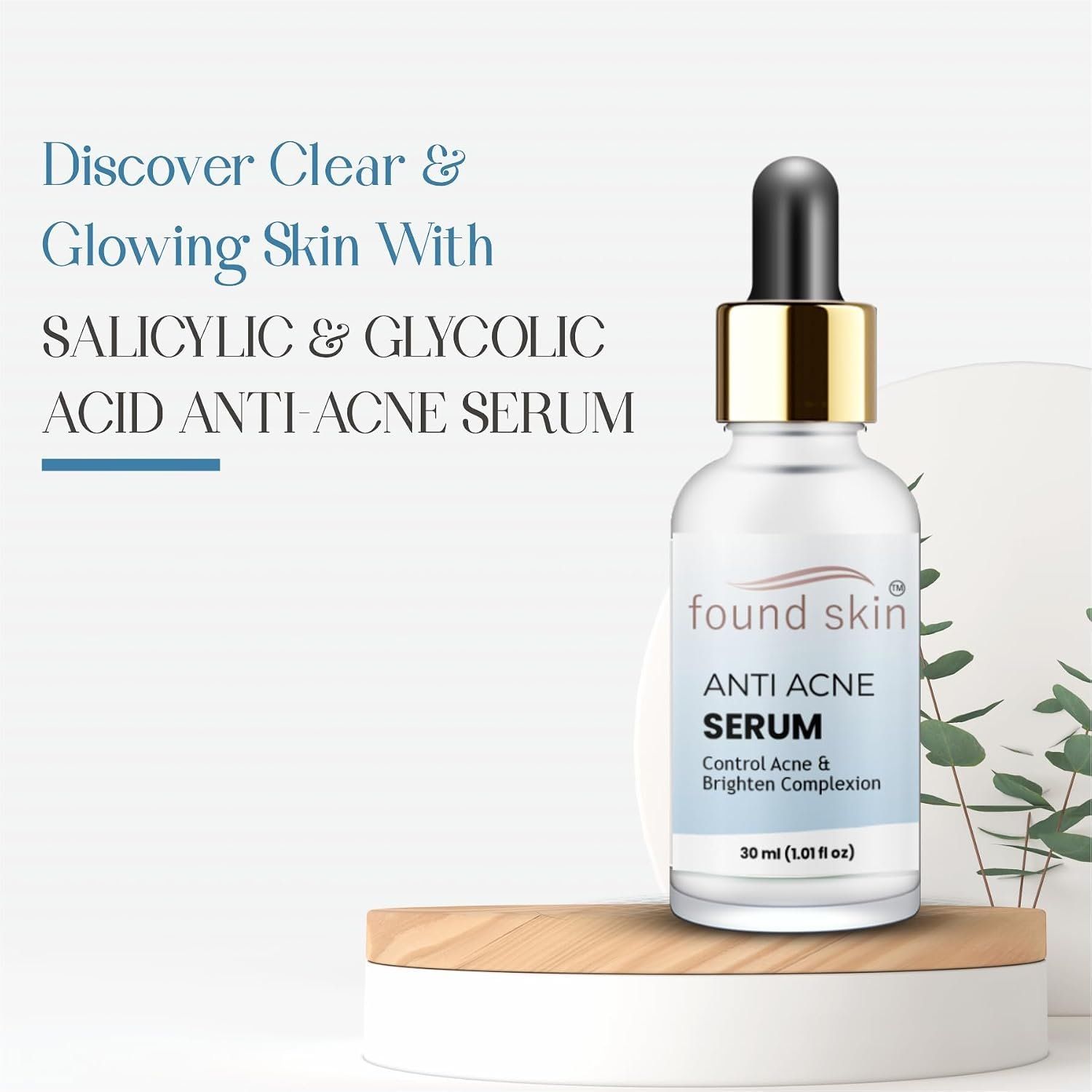 Found Skin Anti Acne Serum 15% | Fights Acne &AMP; Pimples | Unclogs Pores | Reduces Blackheads &AMP; Excess Oil | Lightweight, Non-greasy Formula | For All Skin Types | 30ML image 3