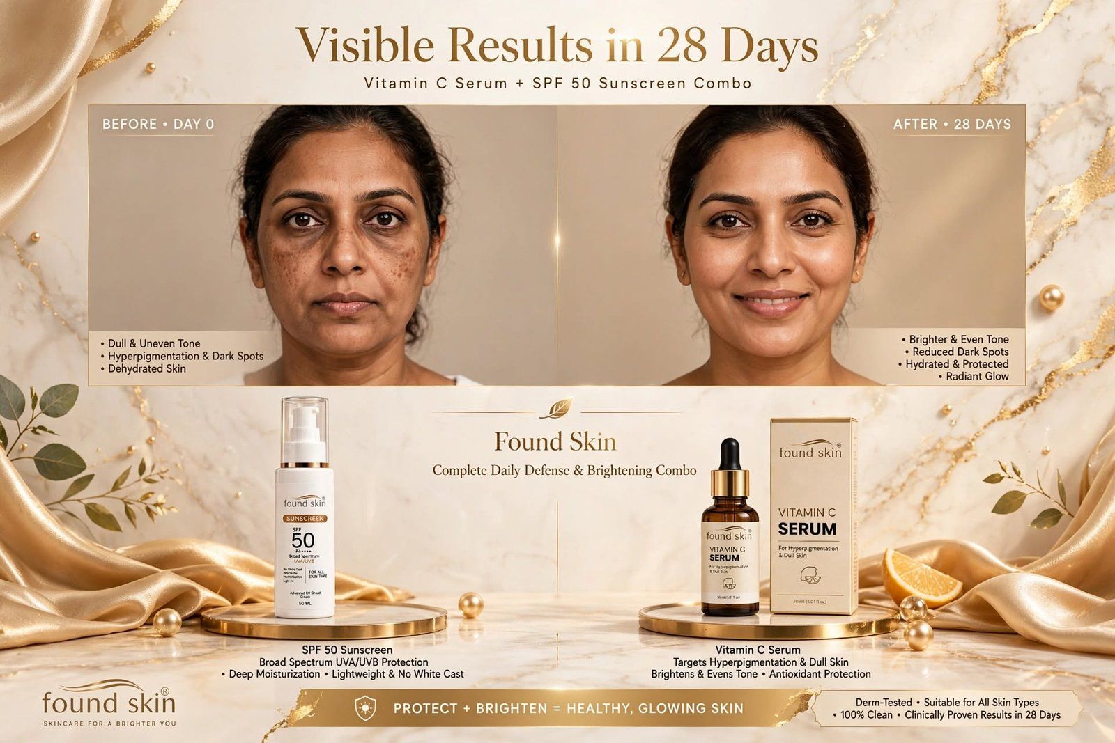 Found Skin Vitamin C Serum + Spf 50 Pa++++ Sunscreen Combo image 3