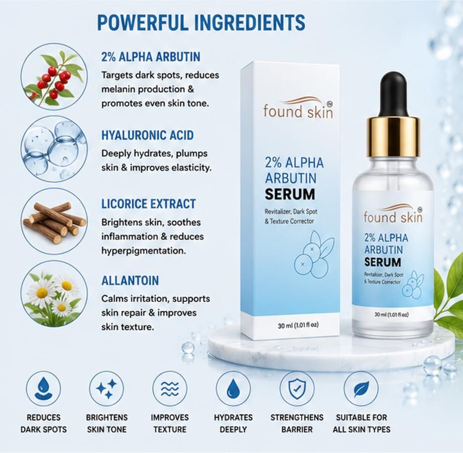 Found Skin 2% Alpha Arbutin Face Serum 30ML image 4