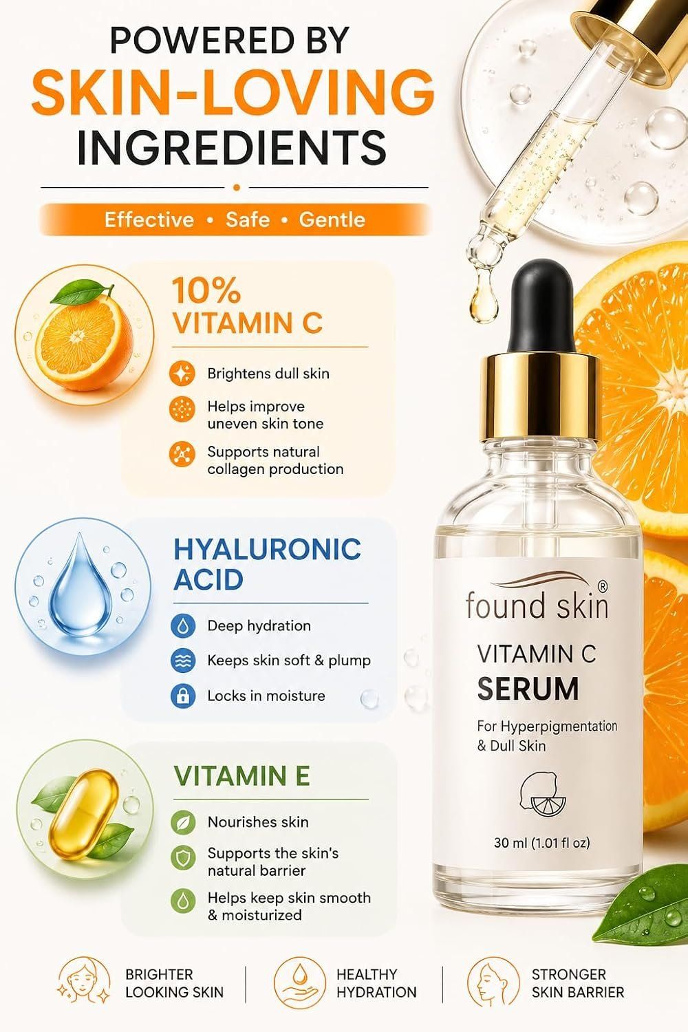 Found Skin 10% Vitamin C Face Serum With Niacinamide 30ML For Men & Women image 4