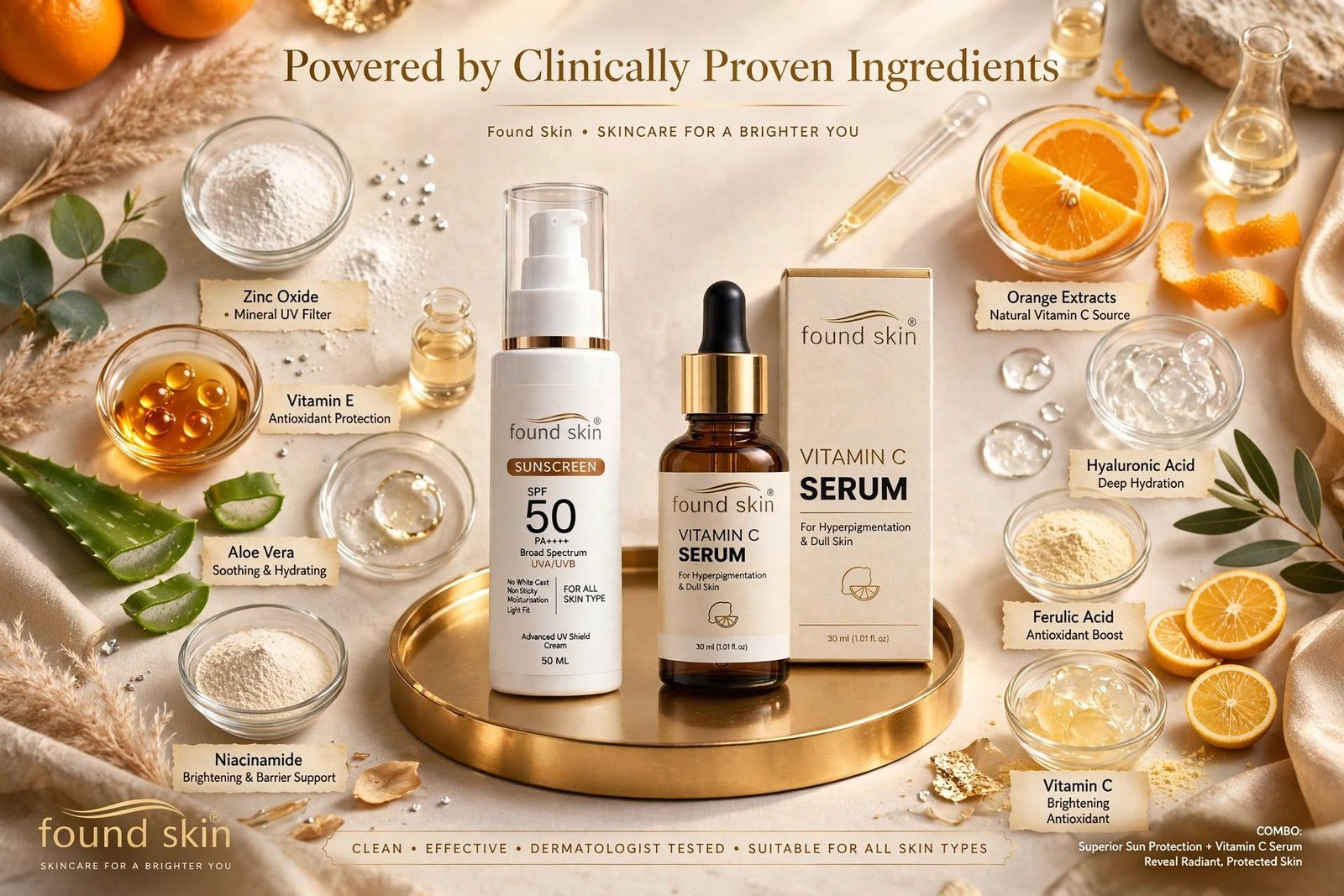 Found Skin Vitamin C Serum + Spf 50 Pa++++ Sunscreen Combo image 4