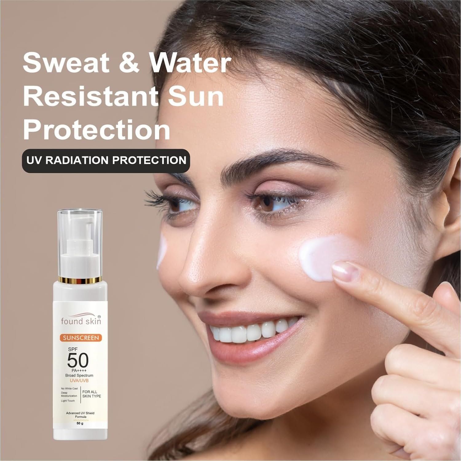 Found Skin Sunscreen Spf 50 Pa++++ | Broad Spectrum Uv Protection | No White Cast | Deep Moisturising Matte Finish | Suitable For All Skin Types | 100G image 4