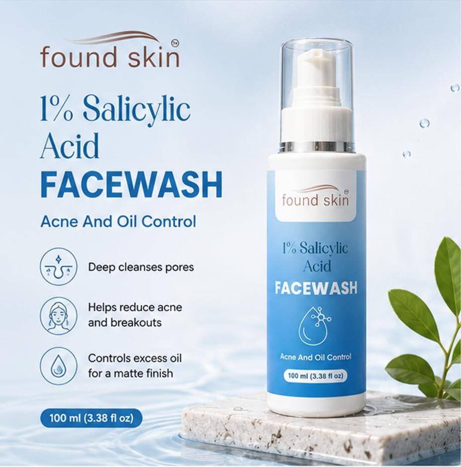 Found Skin 1% Salicylic Acid Face Wash For Acne &AMP; Oil Control, Deep Cleansing Daily Cleanser For Oily &AMP; Acne Prone Skin, 100ML image 5