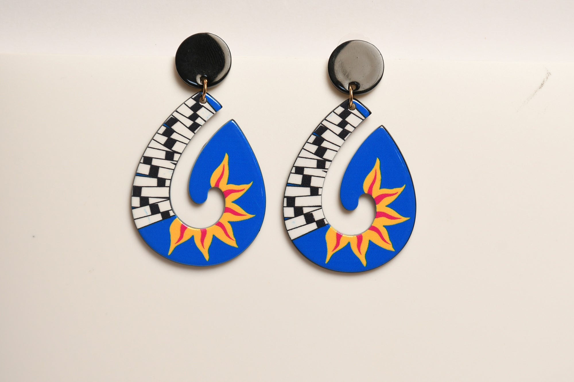 Funky Hand Painted Drop Earrings Green