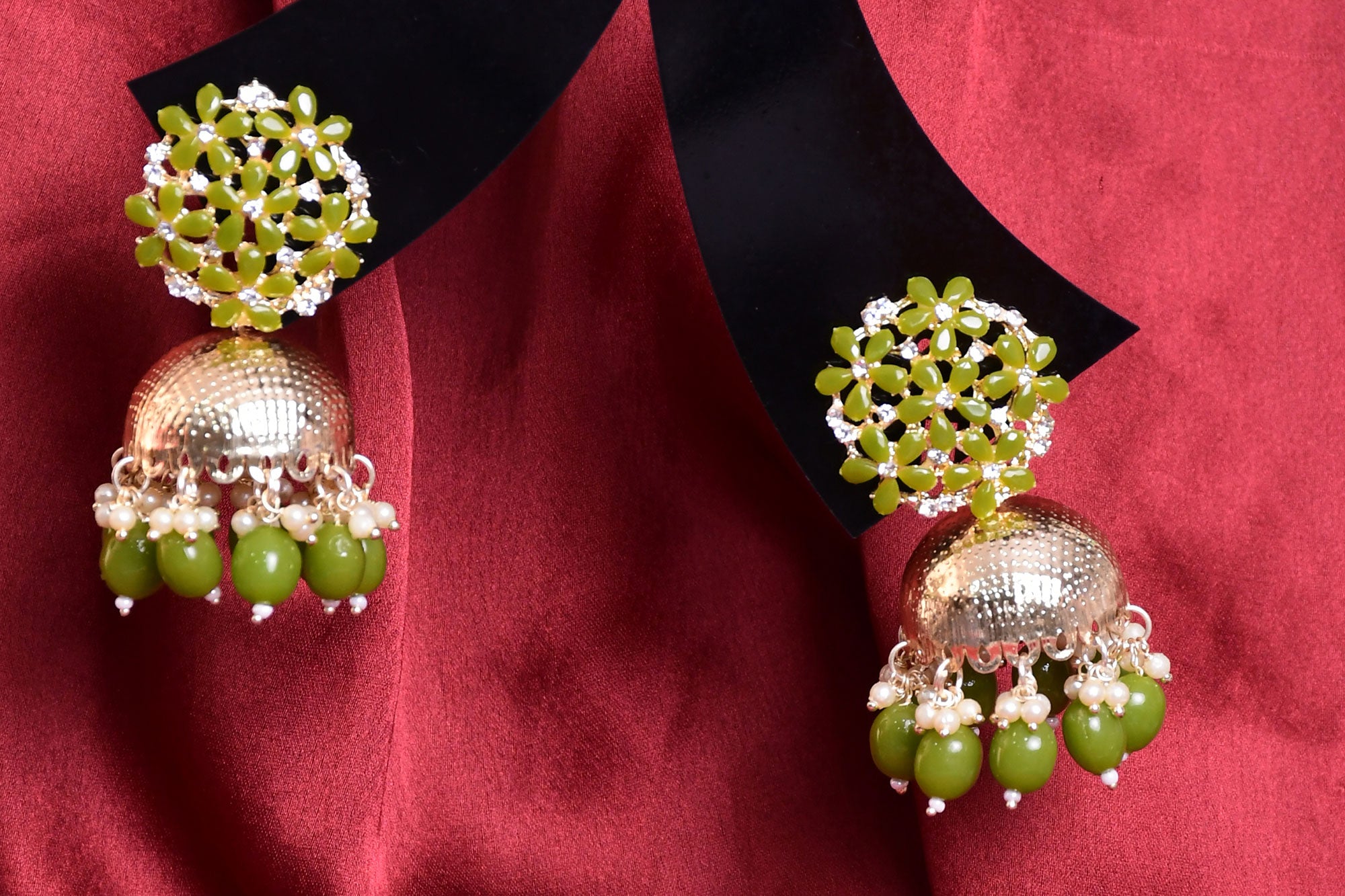 Gold Finish Pearls Jumka
