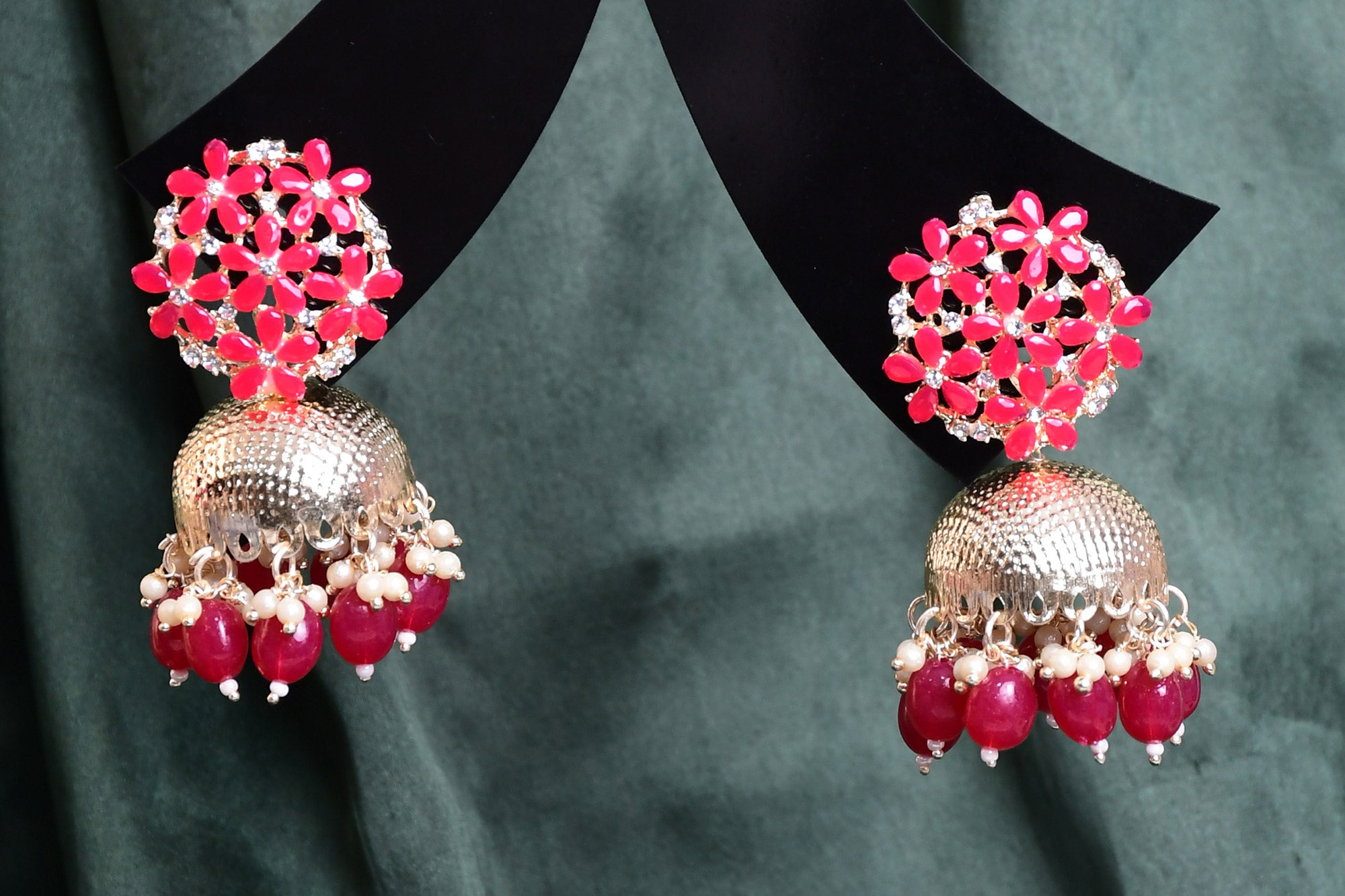 Gold Finish Pearls Jumka