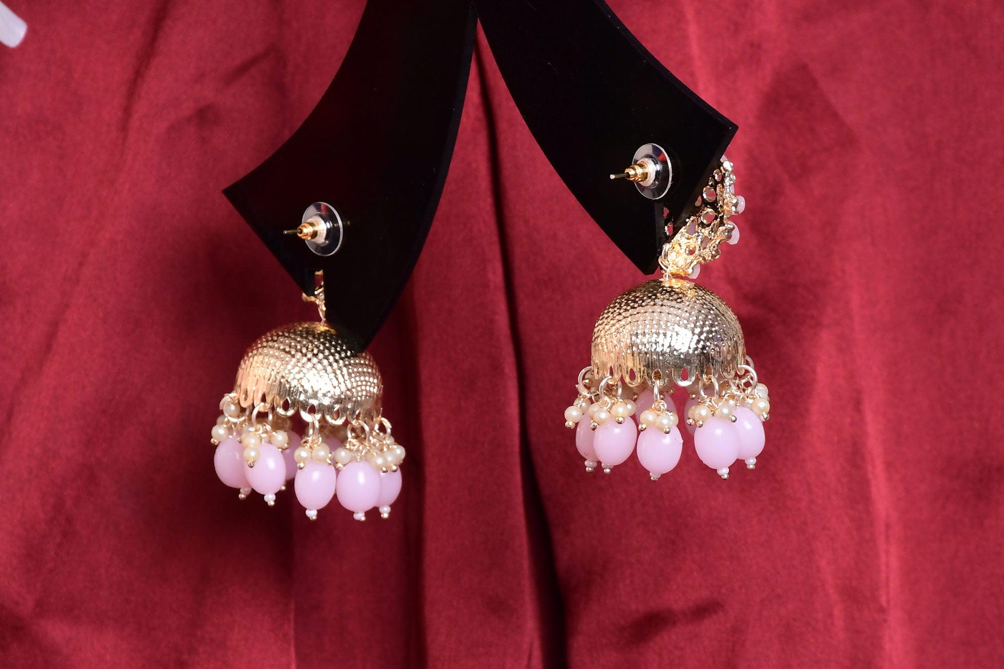 Gold Finish Pearls Jumka