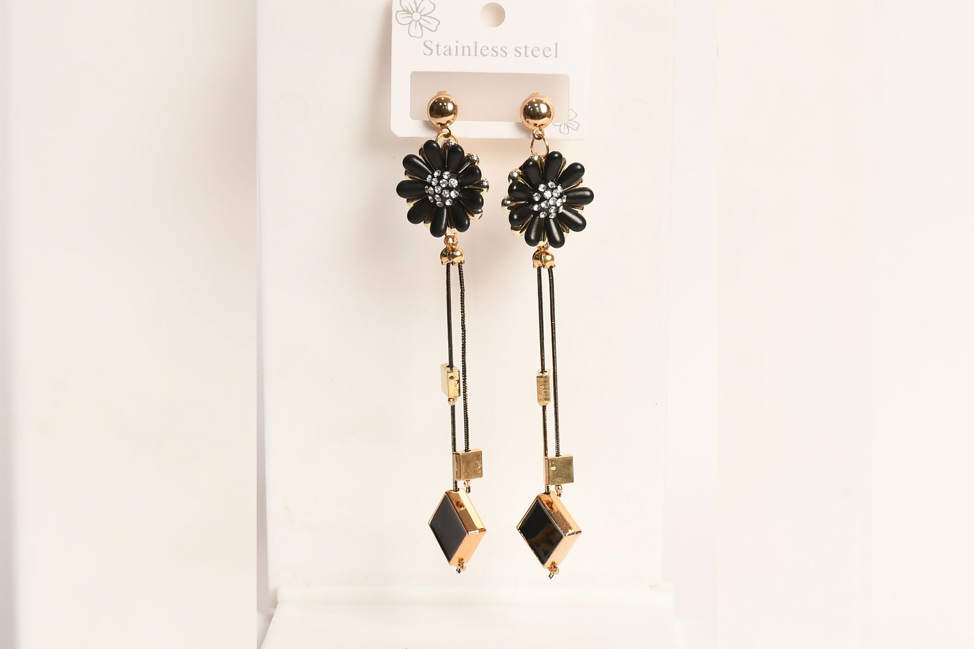 Stainless Steel Flower Drop Earrings