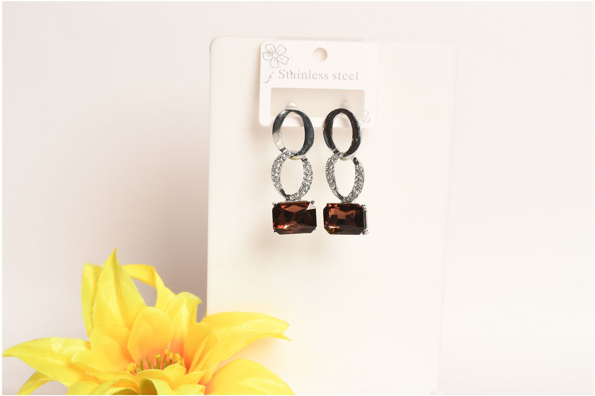 Cascade Silver Colour Stone Dangler Earring