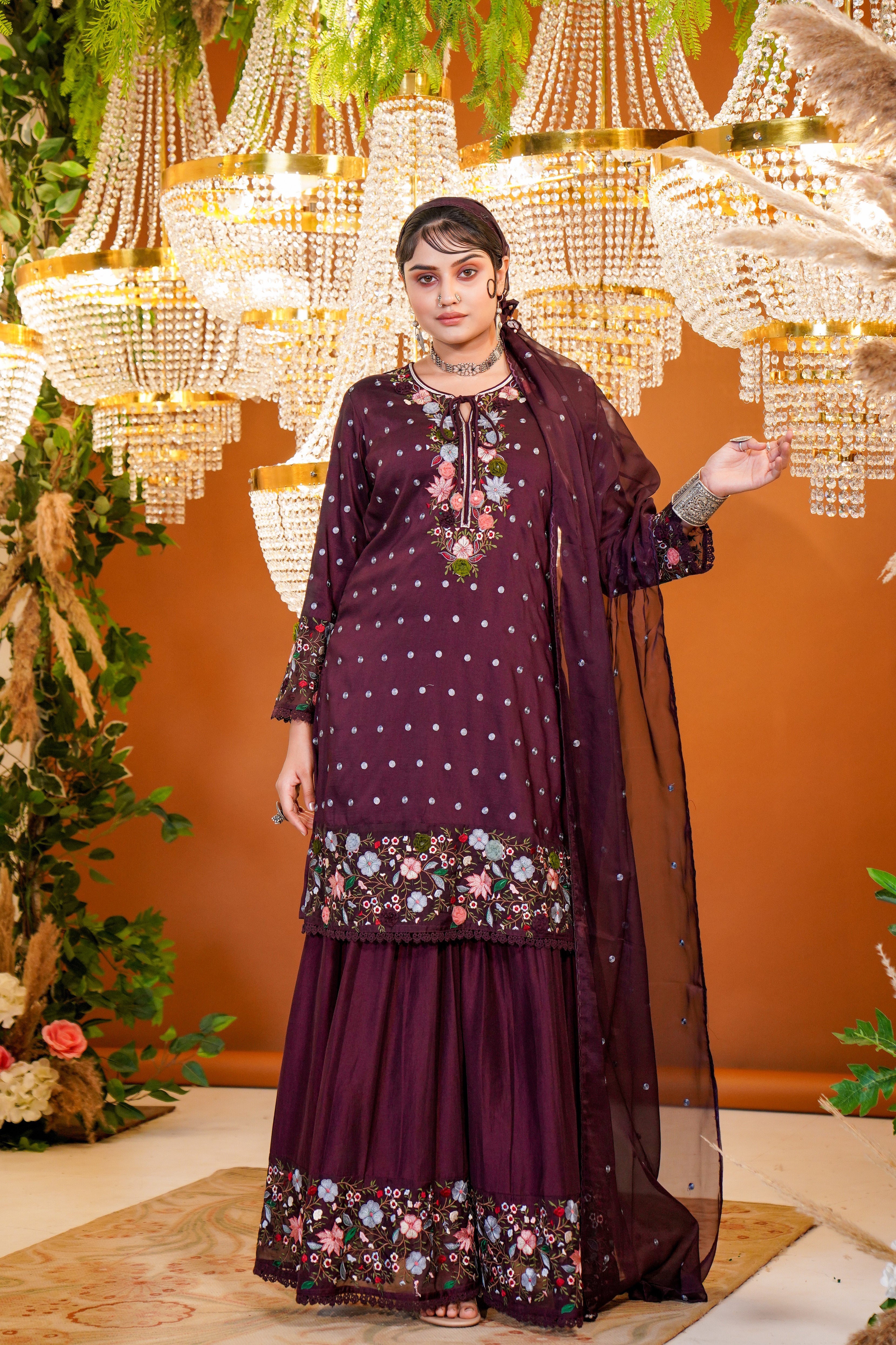 Beautiful Embroidered Sharara Set