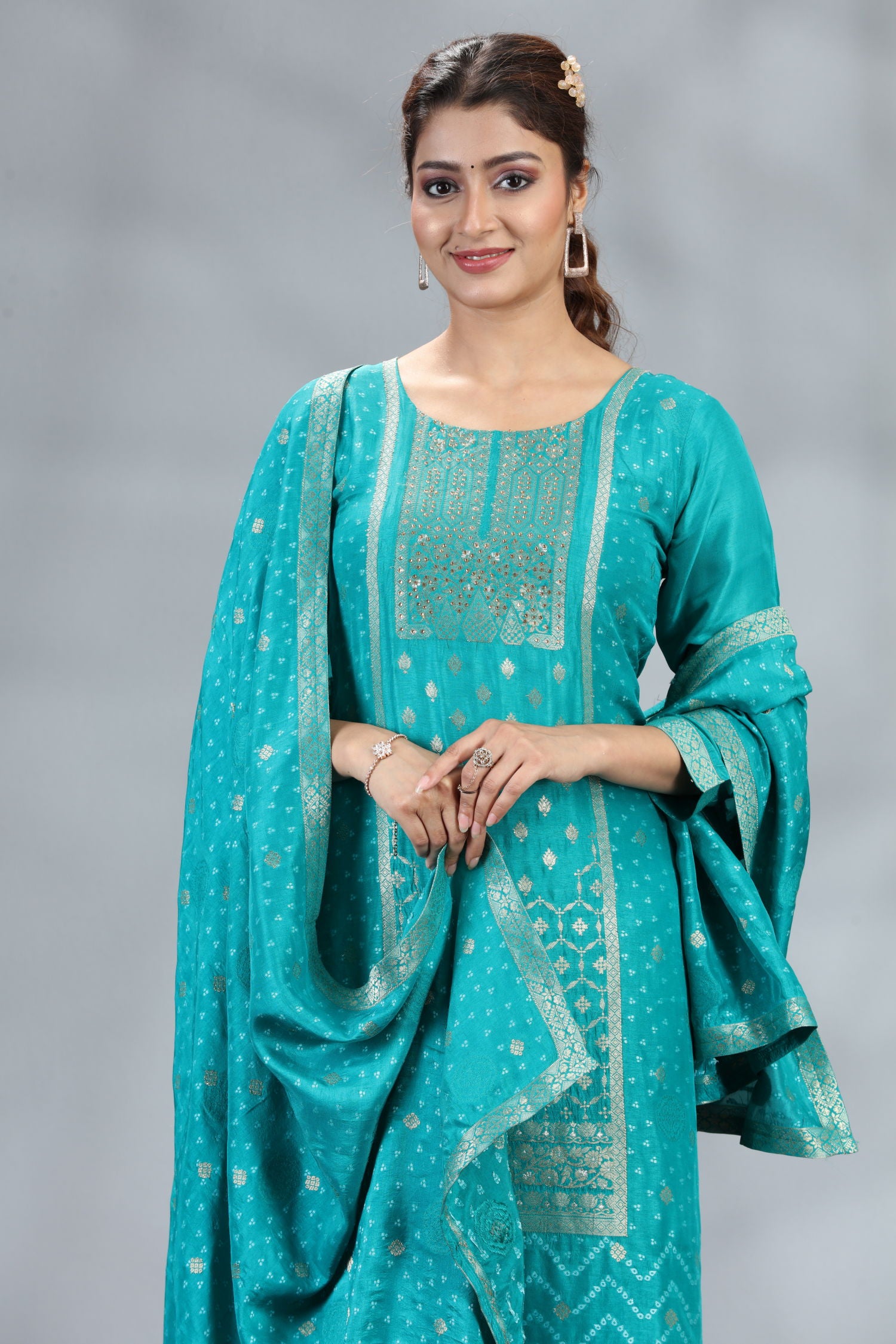 Majesty Silk Three Piece Kurta Set image 2