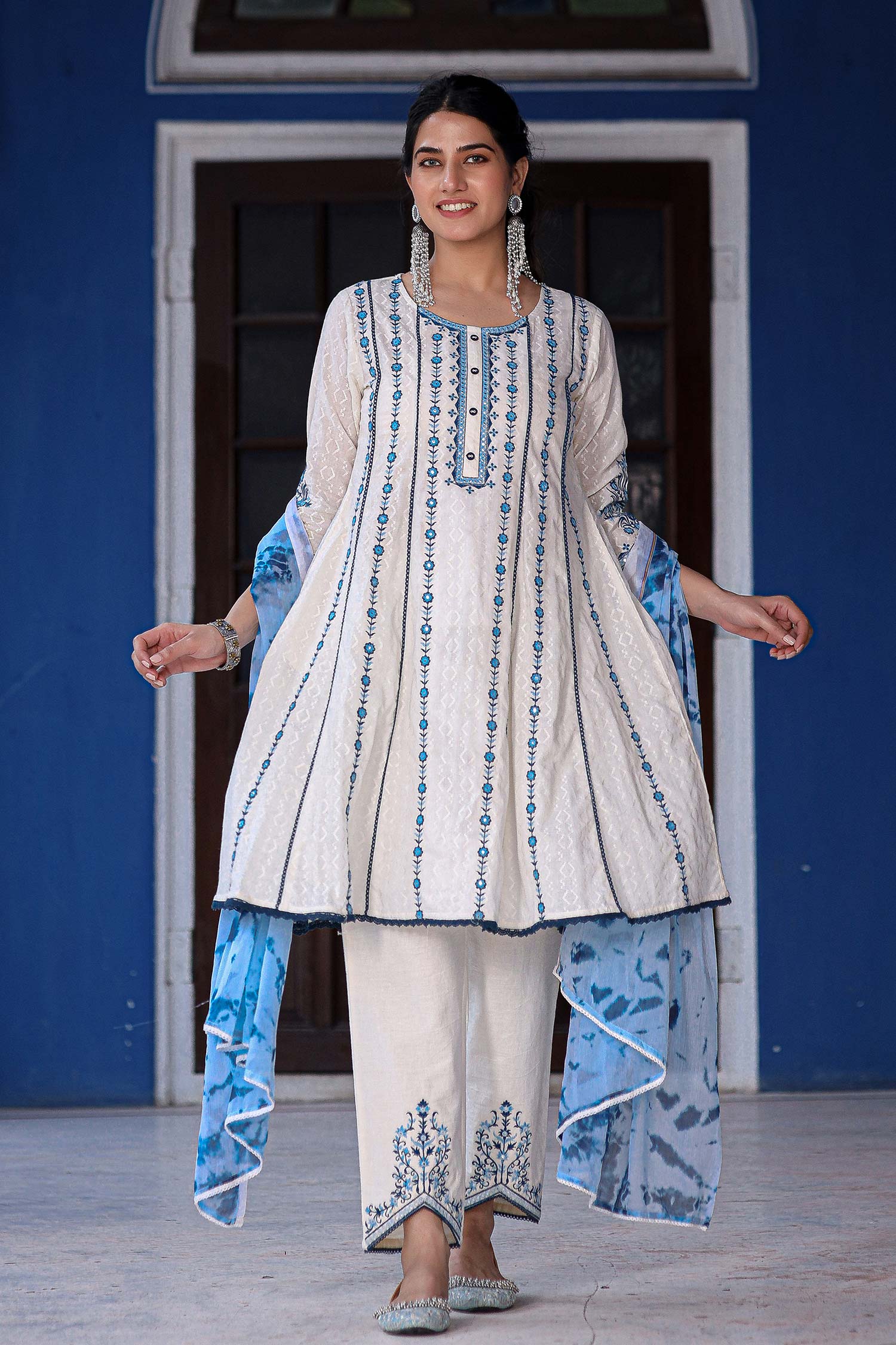 Three Piece Embroidered Anarkali Kurta Set