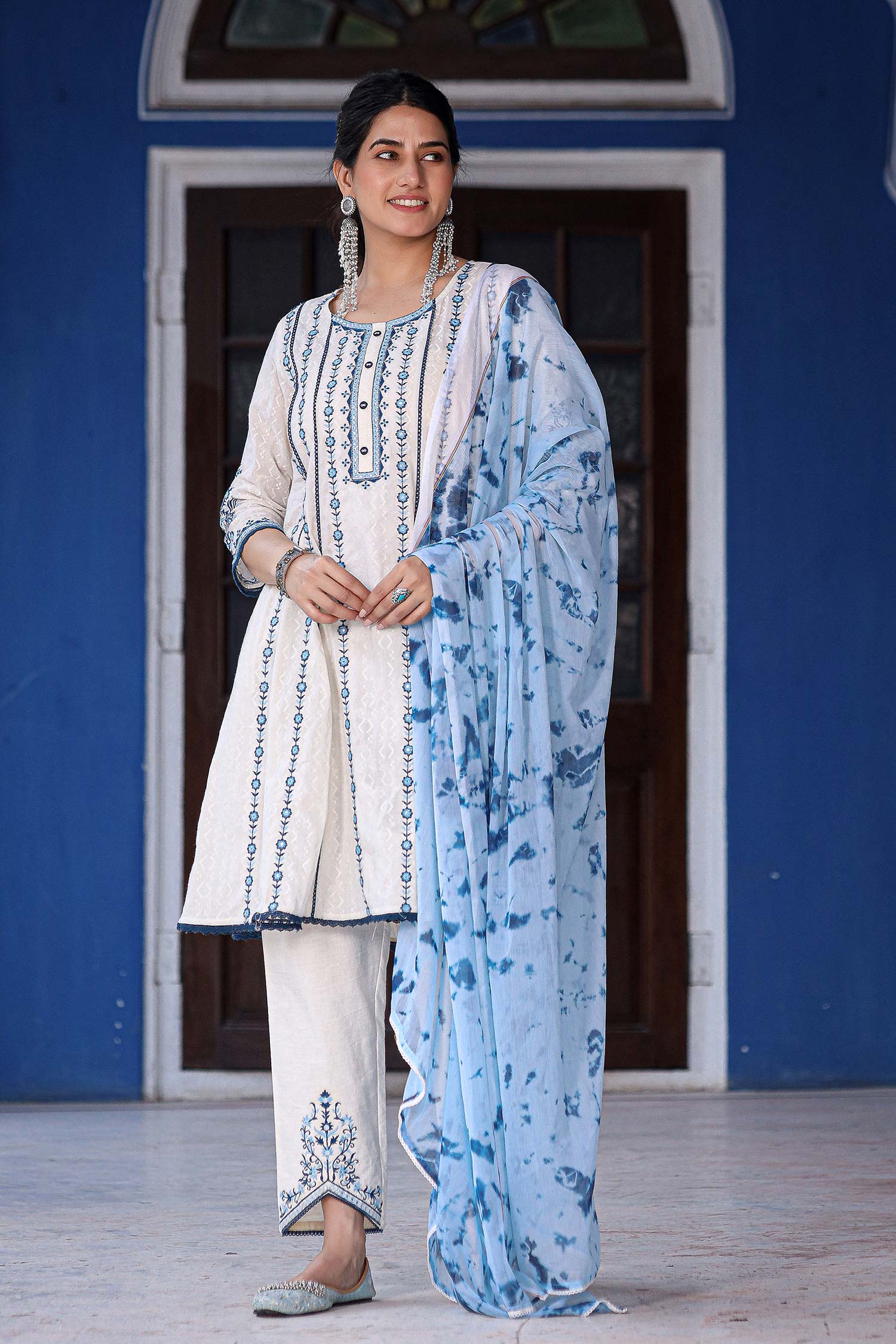 Three Piece Embroidered Anarkali Kurta Set image 2