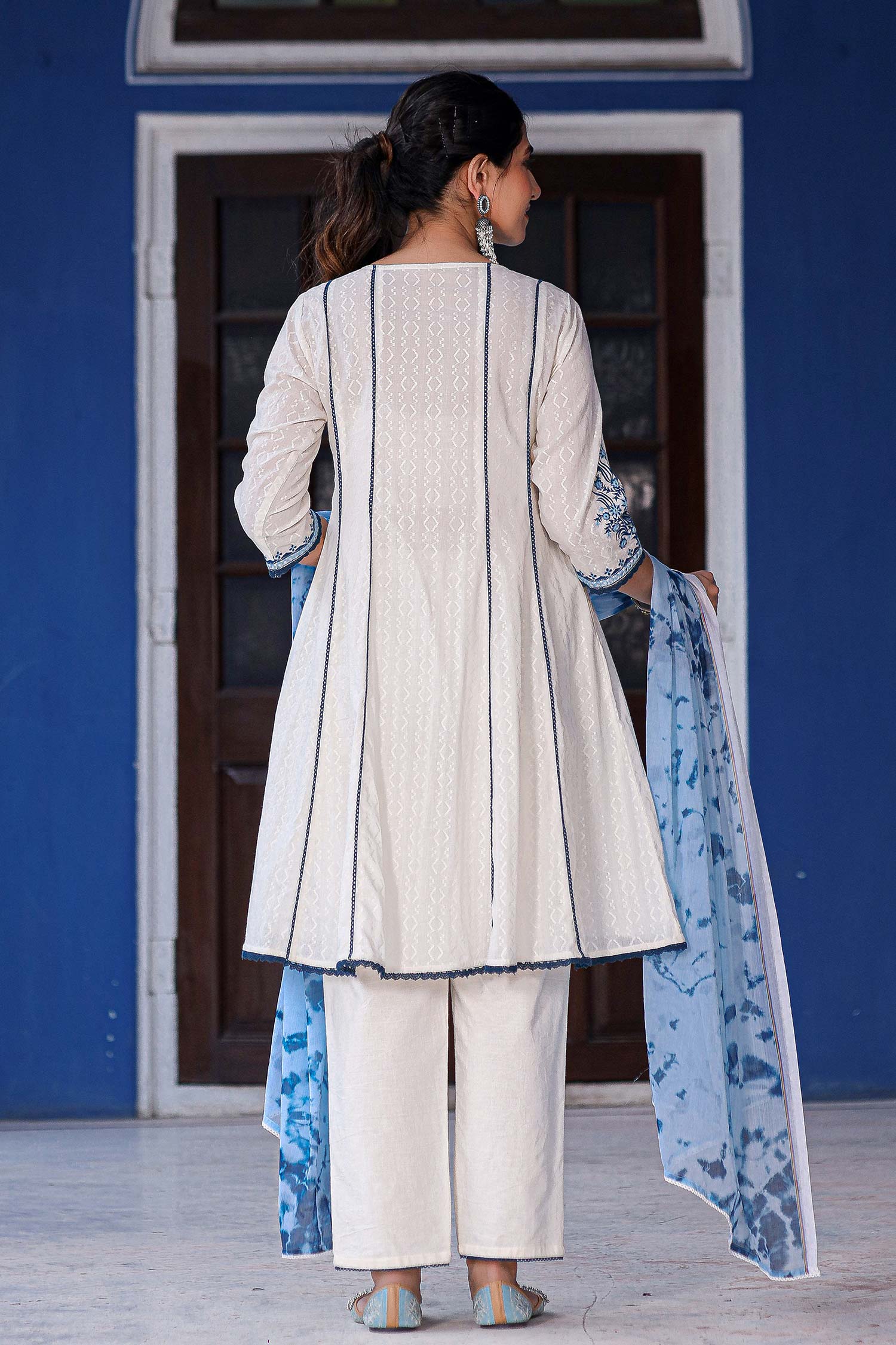 Three Piece Embroidered Anarkali Kurta Set image 3