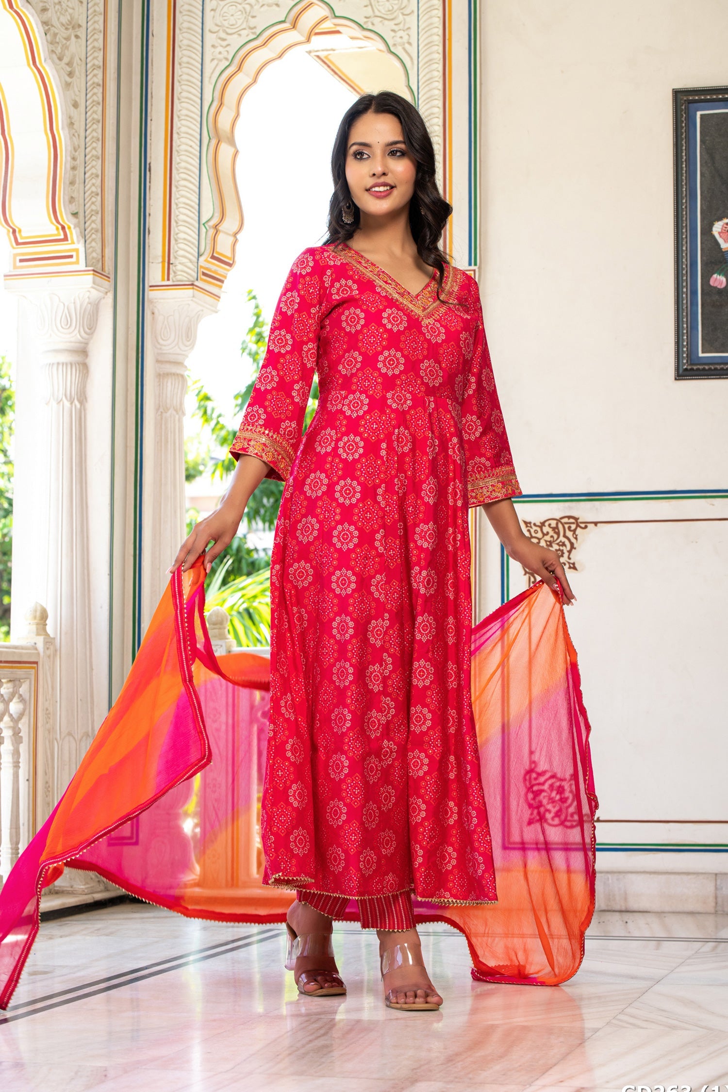Bandhini Three-piece Kurta Suit Set image 2