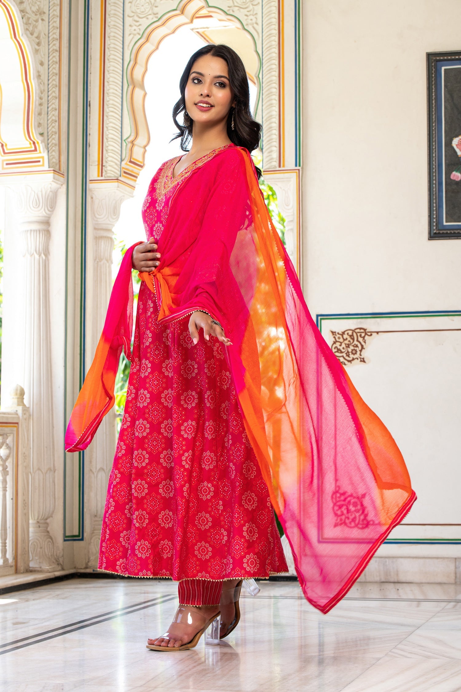 Bandhini Three-piece Kurta Suit Set image 3