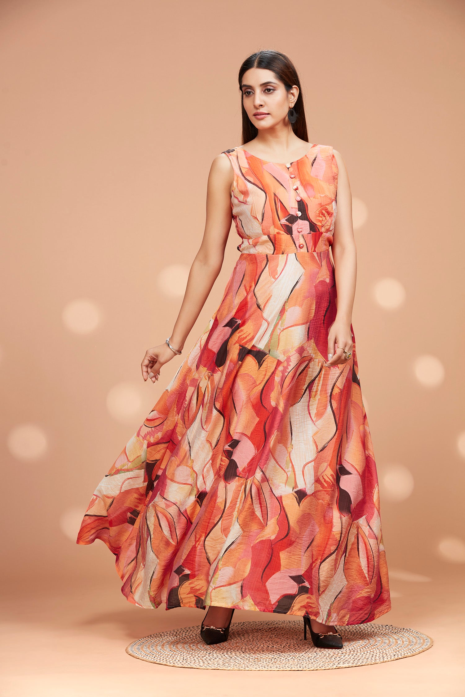 Cotton Flowy Sleeveless Long Gown (COPY)