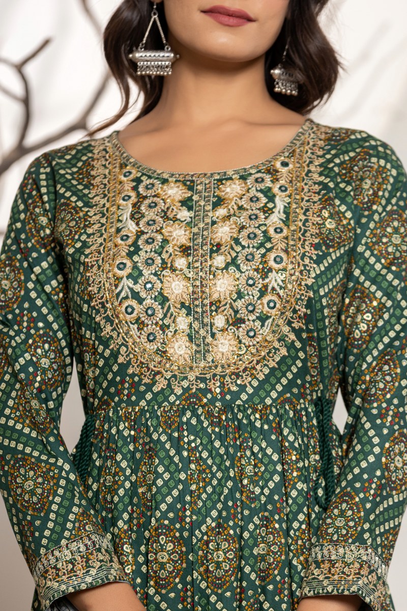 Embroidered Bandhani Printed Long Ethnic Dress image 2